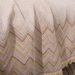 κιτρινο ριχτάρι πολυθρόνας καναπέ με ζικ ζακ βαμβακερό PIACENZA 14