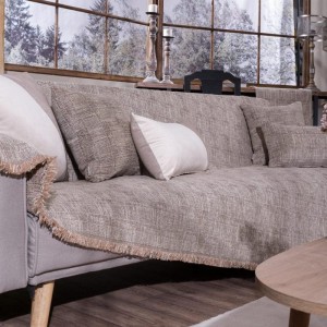 μπεζ ριχτάρι καναπέ σενίλ με βαμβάκι HAMPTON 05 στο λευκό κορινθία