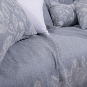 μπλε γκρι ΛΕΥΚΟ ριχτάρι πολυθρόνας καναπέ με λουλούδια βαμβακερό PADOVA 05