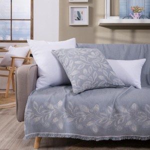 μοντέρνο σαλόνι με μπλε γκρι ριχτάρι PADOVA 05 στον καναπέ