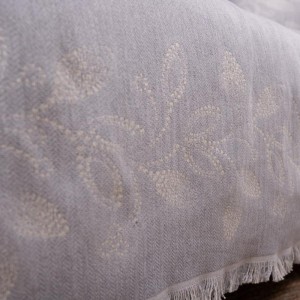 γκρι ΛΕΥΚΟ ριχτάρι πολυθρόνας καναπέ με λουλούδια βαμβακερό PADOVA 04