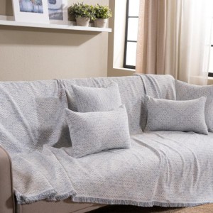 μοντέρνο σαλόνι με γκρι μπλε ριχτάρι TREVISO 05 στον καναπέ