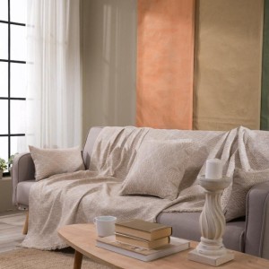 μοντέρνο σαλόνι με ΜΠΕΖ ριχτάρι TREVISO 02 στον καναπέ