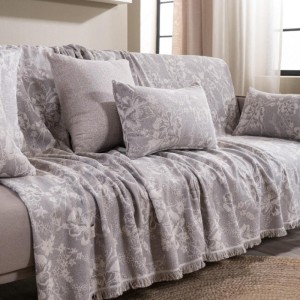 μοντέρνο σαλόνι με γκρι ριχτάρι VARESE 03 στον καναπέ