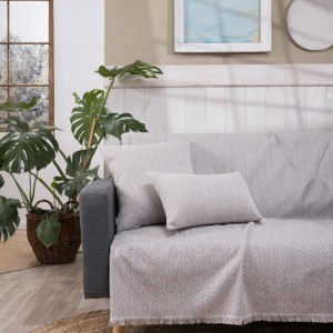 μοντέρνο σαλόνι με γκρι ριχτάρι PESARO 04 στον καναπέ