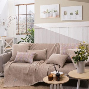 COTTON THROW BEIGE PESARO 02
