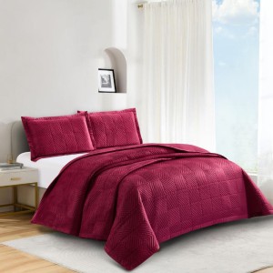 ΣΕΤ ΚΟΥΒΕΡΛΙ BURGUNDY PALMIRA ΜΕ ΜΑΞΙΛΑΡΟΘΗΚΕΣ