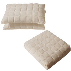 4 SEASON QUILTED BEDSPERAD SET WITH PILLOWCASES SAVONA SAND LIOLIOS HOME GREECE