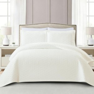 BEDSPREAD SET OFF WHITE BRILLANTE WITH PILLOWCASES