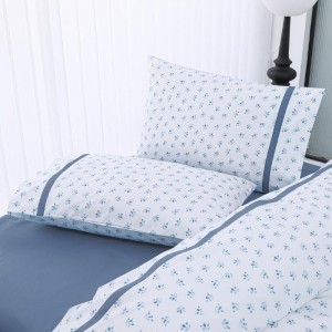 SET  100% Cotton Satin 210 thread Blue and white BED SHEETS SPOLETO LIOLIOS GREECE