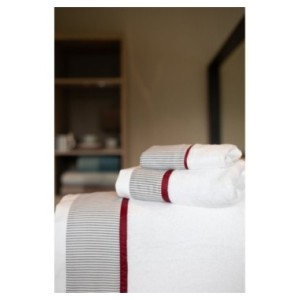 ΣΕΤ ΠΕΤΣΕΤΕΣ ΜΠΑΝΙΟΥ WHITE 701 STRIPE GREY