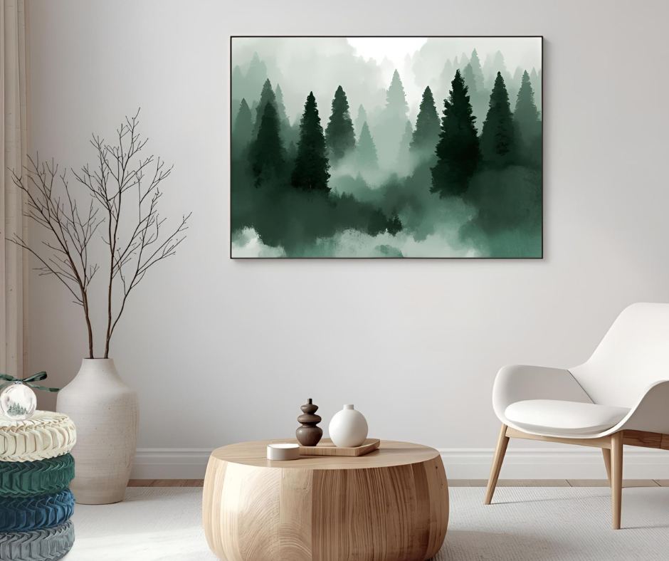 Μίνιμαλ σαλόνι σε λευκό και πράσινο χρώμα