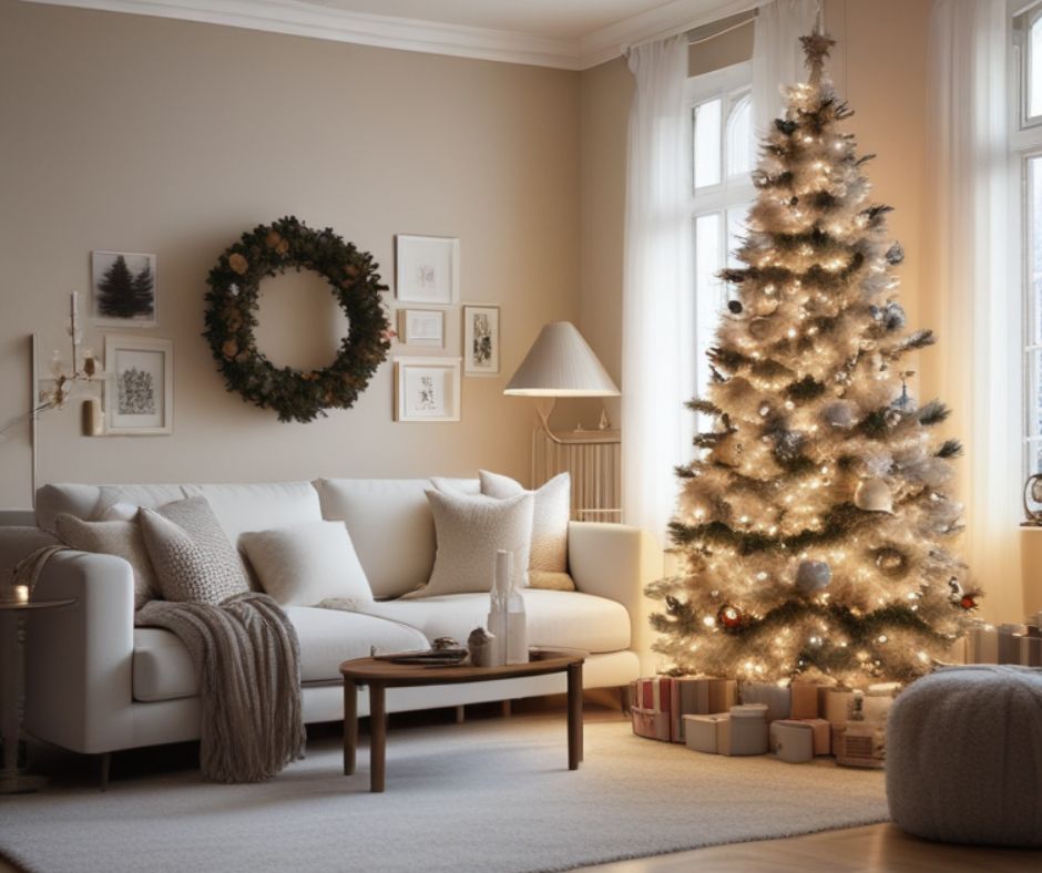 Χριστουγεννιάτικο σαλόνι με λευκή μοκέτα history